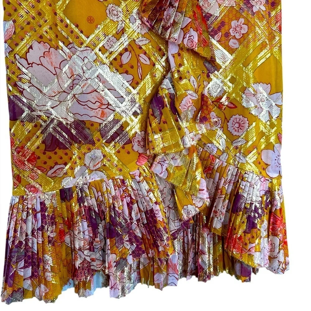 Tory Burch Opalina Silk Floral Print Ruffle Skirt